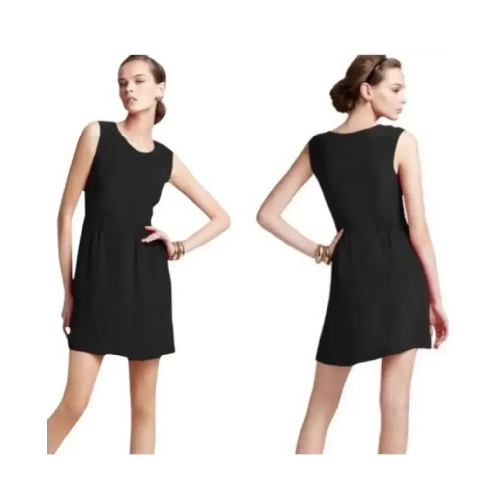 Theory Black Silk Sleeveless Mini Dress with Cinched Waist Size 8 Shyann